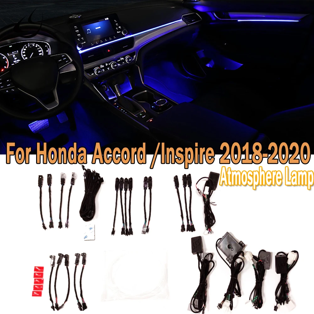 

PMFC Ambient Atmosphere Light LED Interior Doors Lamp Instrument Panel Foot Blue/64 Colors For Honda Accord/Inspire 2018 19 20