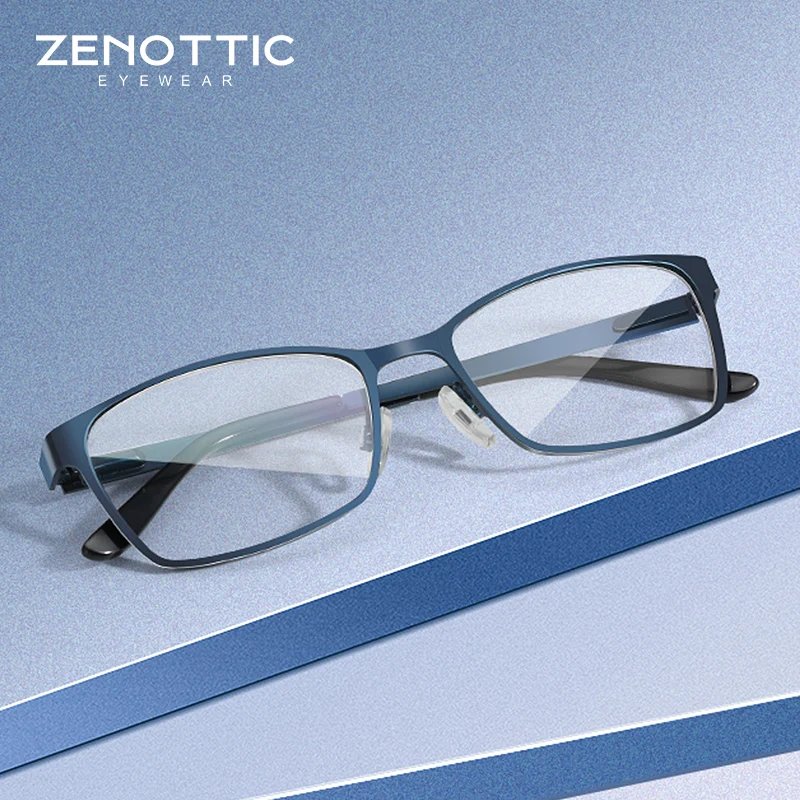 ZENOTTIC Metal Full Rim Glasses Men Rectangle Anti-Radiatio Optical Spectacles Luxury Brand Designer Myopia Eyeglasses Frames