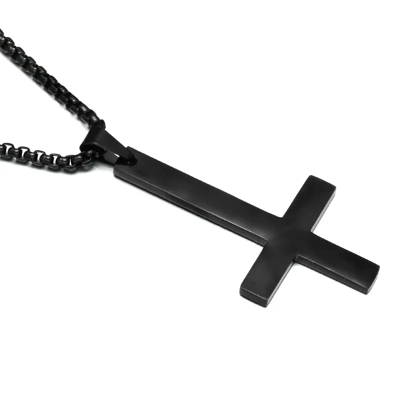 Stainless Steel St Peter's Invert Cross Pendants Necklace for Men Women Crux de Sanctus Petrus Jewelry