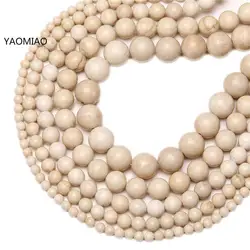 Cuentas redondas de marfil para fabricación de joyas, espaciador suelto blanco, cuentas de piedra para hacer pulseras y collares, tamaño de selección 6/8/10/12mm, venta al por mayor