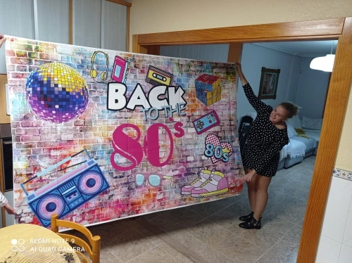 80 년대 90 년대 디스코 파티 생일 배경, 음악 댄스 쇼, 타임 스테이지 레코더, 볼 사진 배경, 포토콜 소품