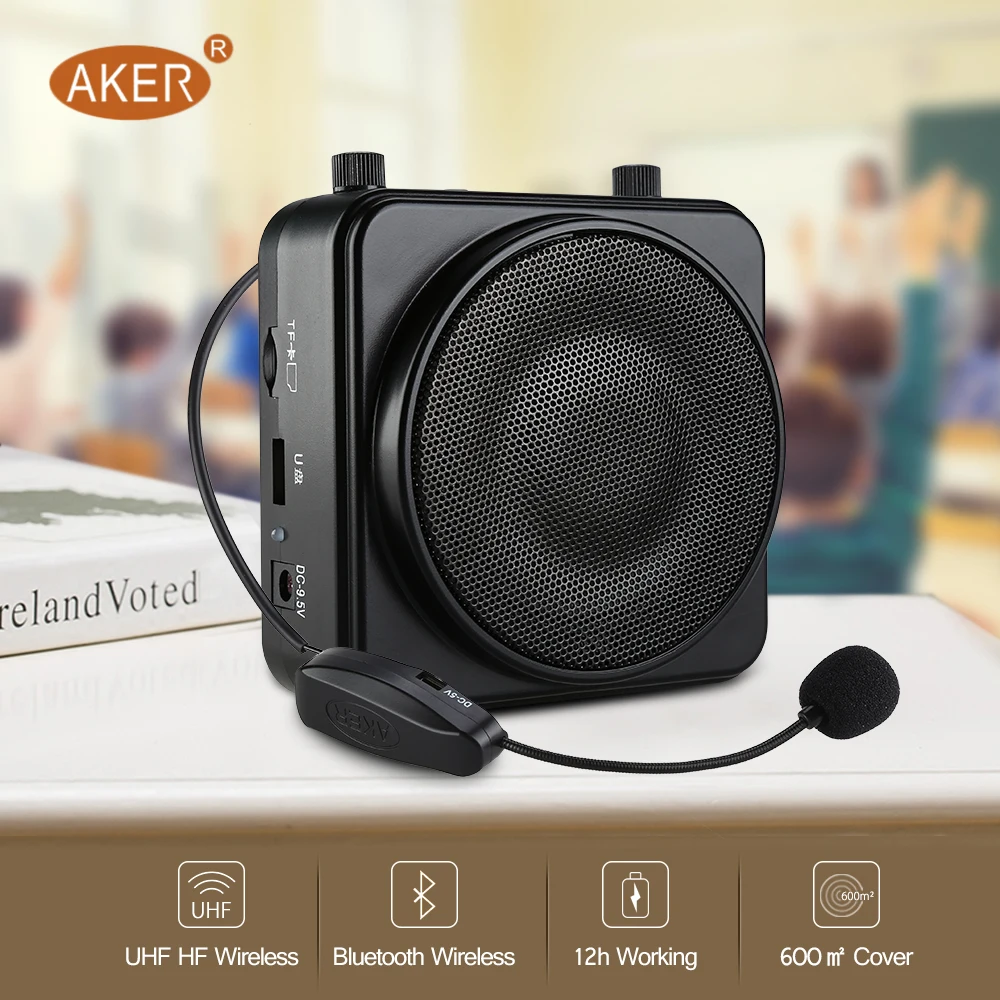 

Aker MR2500W 22W Portable Wireless Bluetooth 2200mA Voice Booster Amplifier Speaker Headset Microphone