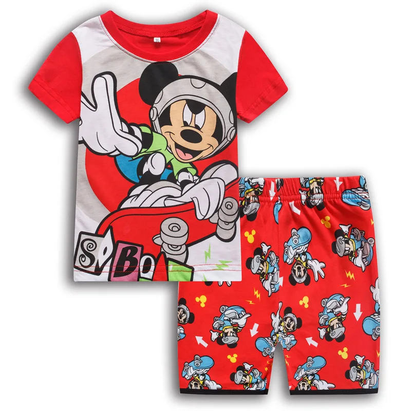 Conjunto de pijamas de algodón para niños, ropa de dormir infantil de manga corta con dibujos animados de Minnie, princesa y Minnie, traje para el