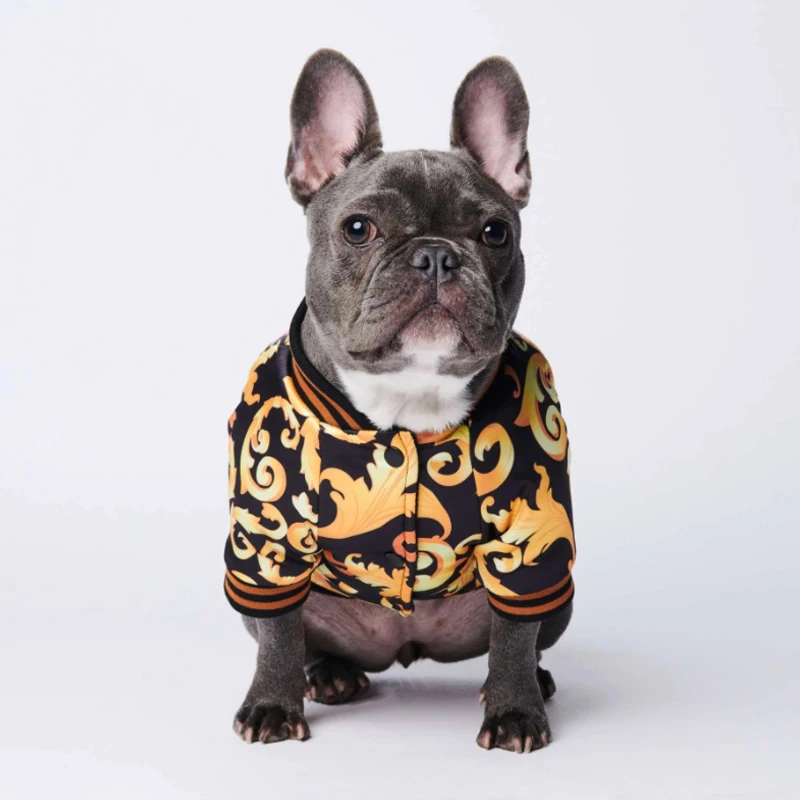 SUPREPET Dog Clothing for French Bulldog Gold Embroidery Dog Jacket Coat Warm Dog Clothes Puppy Outfit Cotton Dogs Jacket Rope