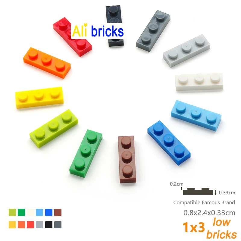 160pcs DIY Building Blocks Thin Figures Bricks 1x3 Dots 12Color Educational Creative Size Compatible With 3623 Toys for Children