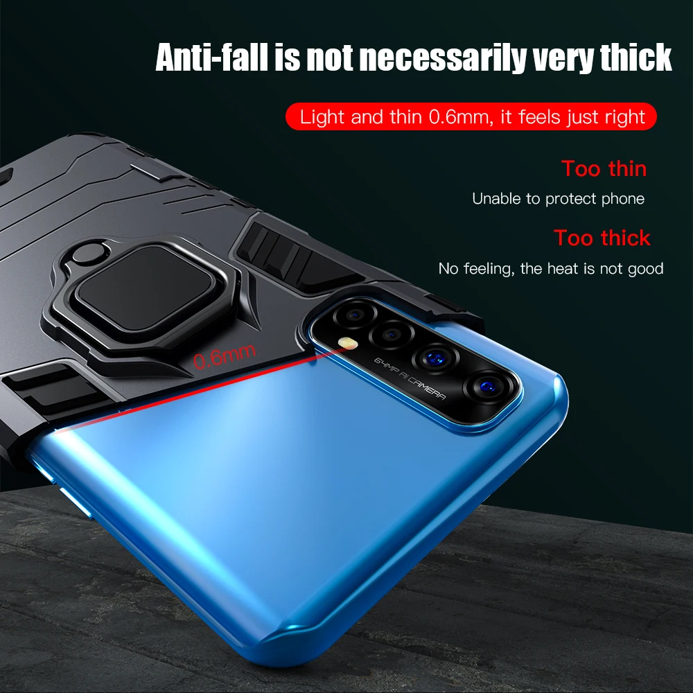 KEYSION Shockproof Case for Realme 7 5G 7i 7 8 Pro Stand Phone Back Cover for Realme GT Neo V13 C20 C25S C15 X7 6i 6 Pro V5 X2