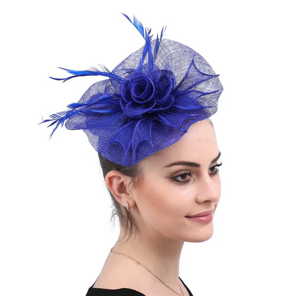 

High Quality Sinamay Fascinators Elegant Woman Cocktail Hats Bridal Headpiece Wedding Headwear Crinoline Hair Accessories Party