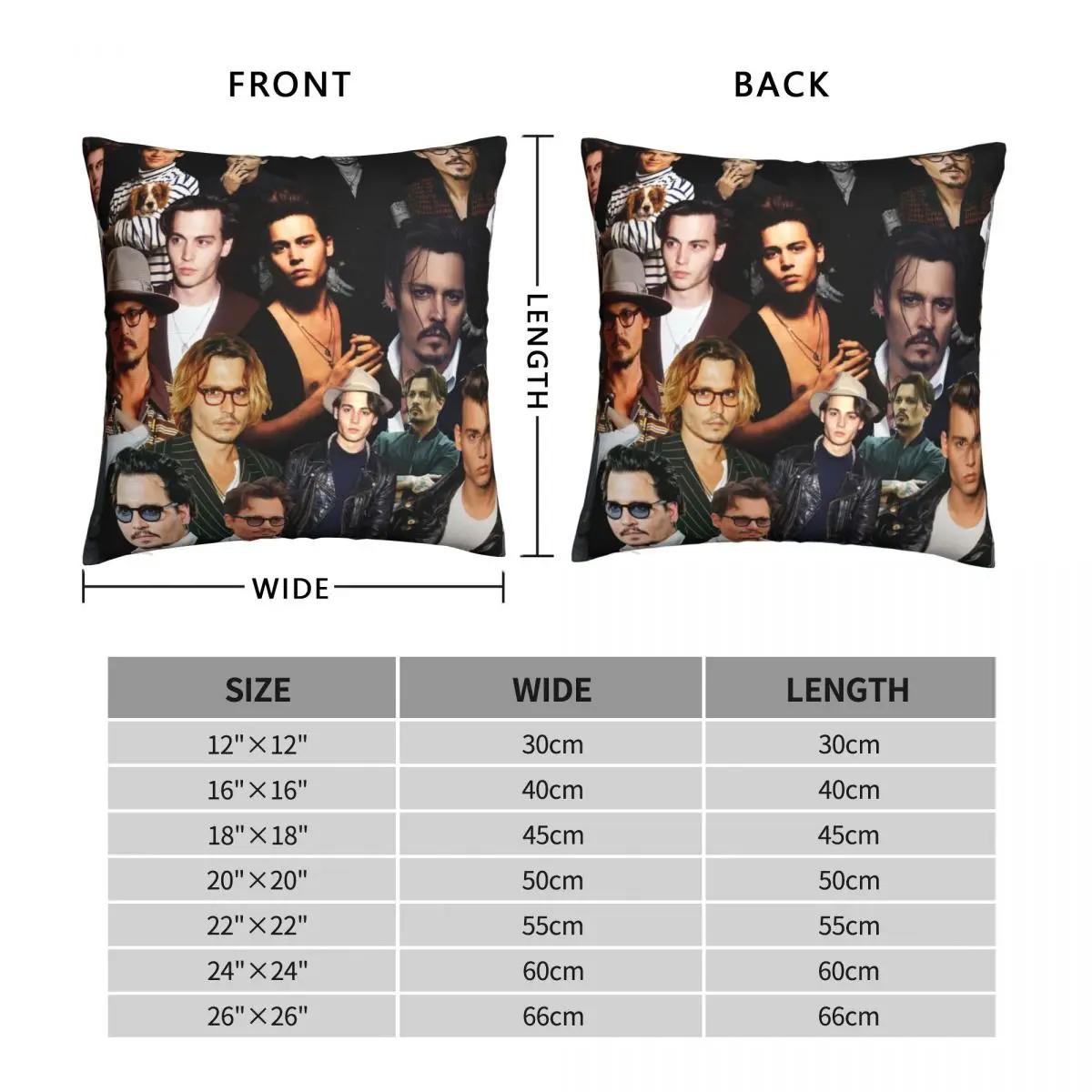 Johnny Depp Sexy Collage Pillowcase Polyester Linen Velvet Zip Decor Home Cushion Cover