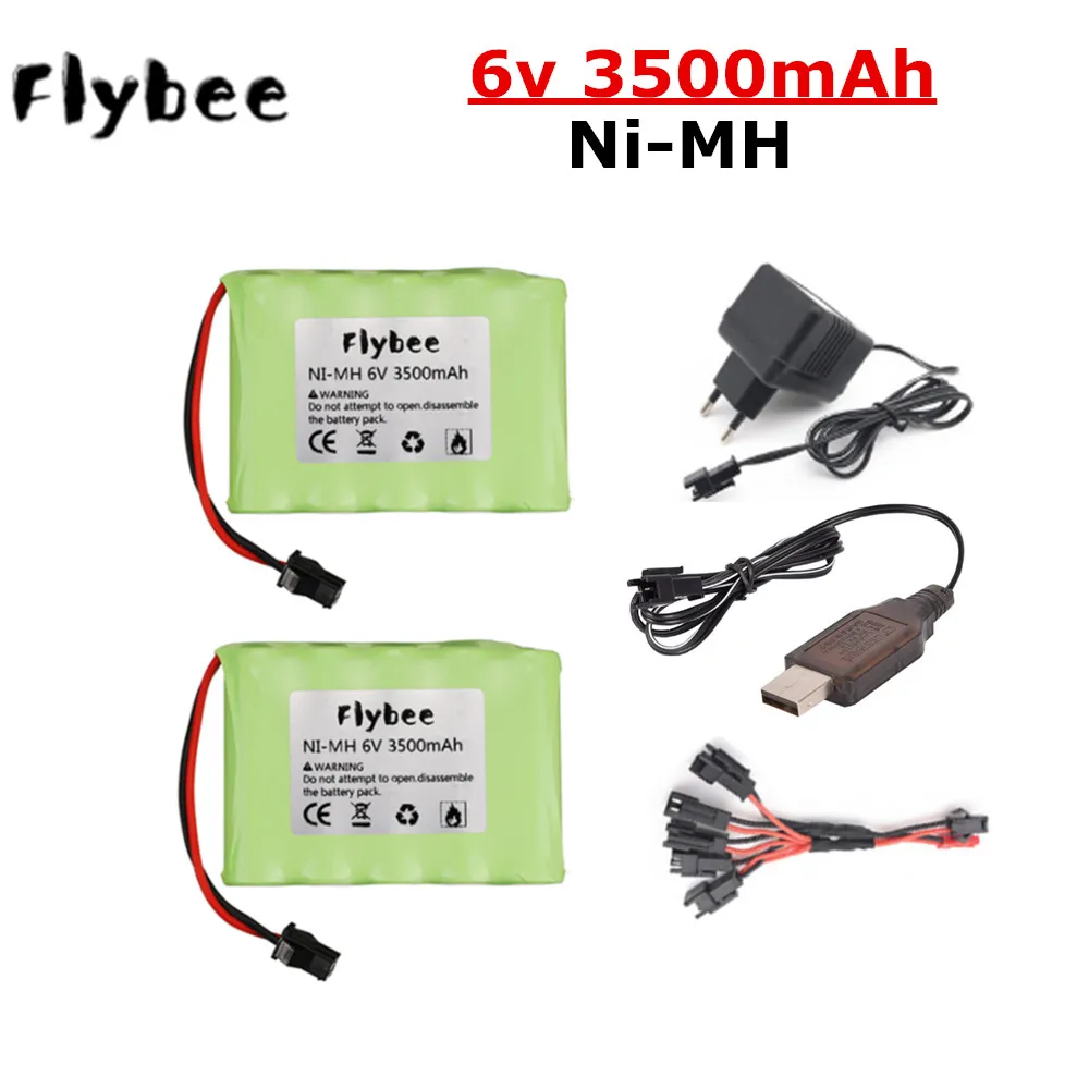 6v 3500mah NiMH Battery and Charger For Rc toys Cars Tanks Boats Guns Ni-MH AA 3000MAH 6v Rechargeable Battery Pack SM Plug