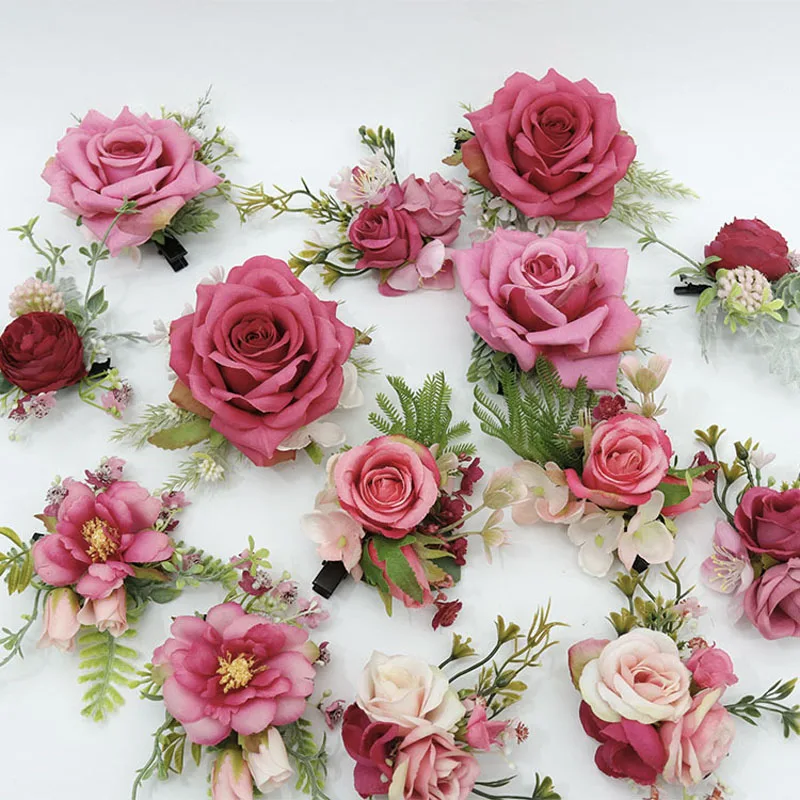 Handgemachte Künstliche Rose Blumen für Hochzeit Braut Kopf Zubehör für Urlaub Hochzeit Dekoration