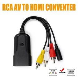 Konwerter AV na HDMI dekoder komputer na kabel telewizyjny trójkolorowy RCA męski HD 1080P