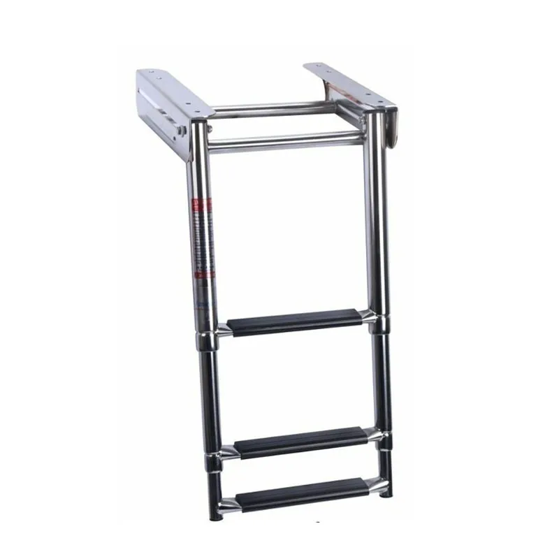 Boat 316 Stainless Steel 3-Step folding Under Platform Boat Boarding Telescoping Ladder