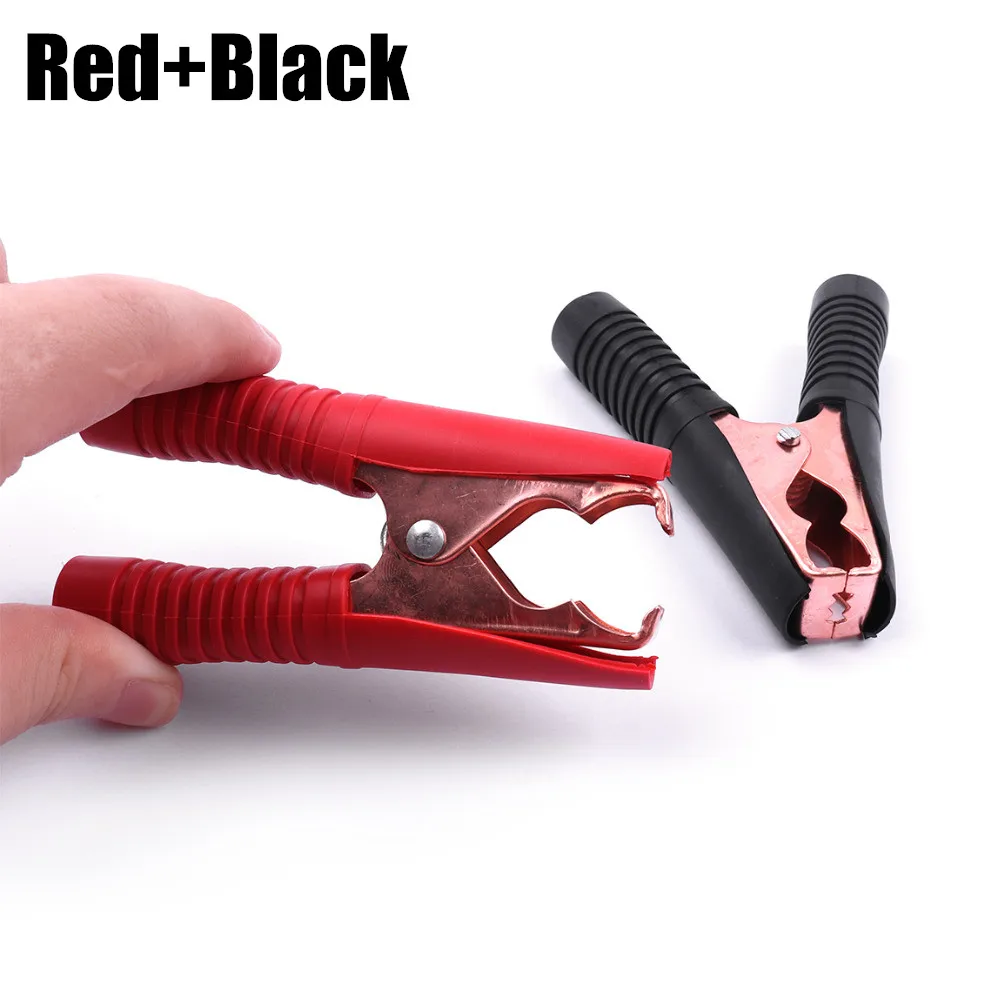 2Pcs Car Battery Alligator Clips Battery Clamps Crocodile Clip 100A Red+Black Electrical Connection Battery Terminals Power Test