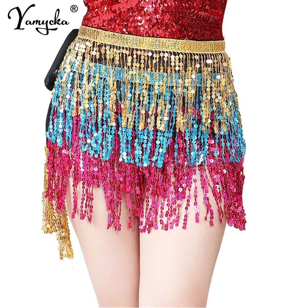 Sexy vintage black tassel Sequin mini skirt women summer y2k clothes glitter club party skirts for woman Latin Dance short skirt