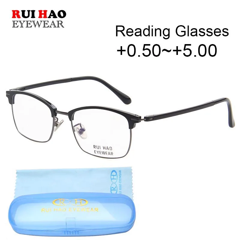 Unisex Eyebrow Frame Reading Glasses Presbyopic Eyeglasses +0.50~+5.00 Read Spectacles Alloy Glasses Frame Fill Resin Lenses