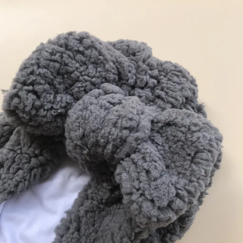 Cute Newborn Baby Hats Knot Turban Teddy Fabric Thick Ear Warmer Infant Indian Hat for Boys Girls Soft Hat Beanies 2021 Winter