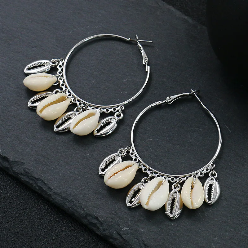 Korean Fashion Natural Shell Earrings Geometric Round C-type Seaside Beach Accessories Charming Women's Party Jewelry