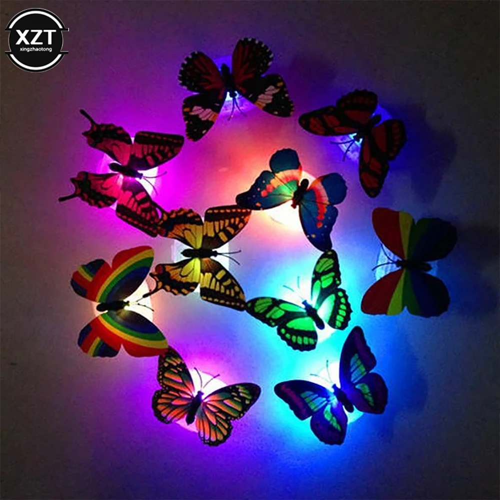 Colorful LED Nigh Lights Butterfly Shape Wall Paste DIY Art Home Decor For Kids Room Durable Energy-Saving Decorative Lamp