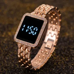 Women's Watches Famous Luxury Brand Women Digital Watch Fashion Rhinestone Stainless Steel Quartz Ladies Wristwatches Wathes