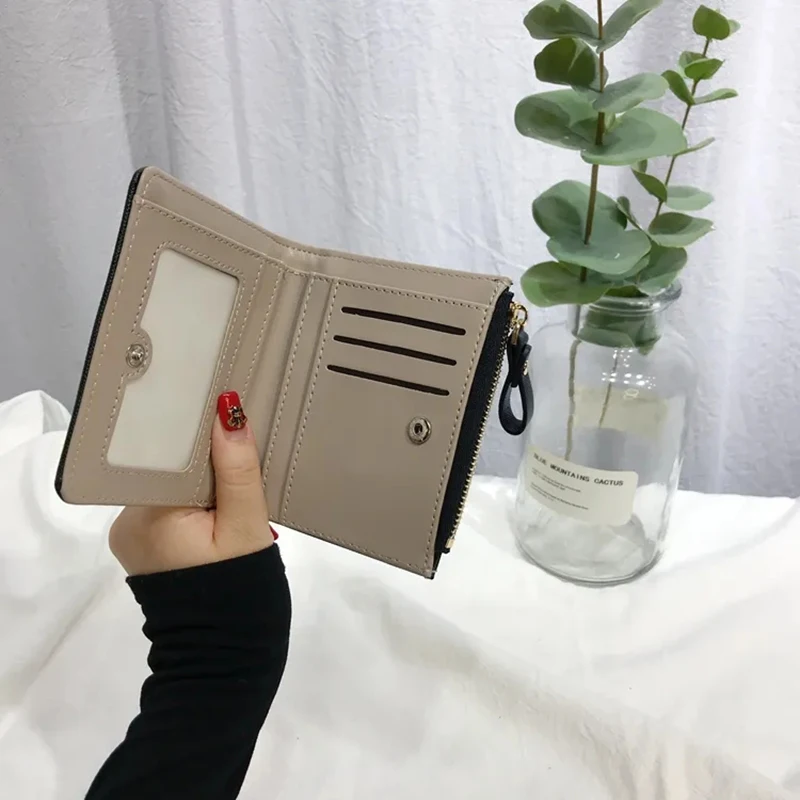Embroidery Cat Women Short Wallet Zipper Coin Purse Short Women's Wallet Female Mini Card Holder Clutch for Girl Carteras Mujer
