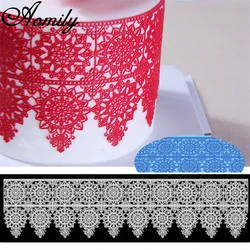 Aomily 39.5*11cm Lace Art Flower Wedding Cake Silicone Lace Fondant Mold Mousse Sugar Craft Icing Mat Pad Pastry Baking Pad Tool