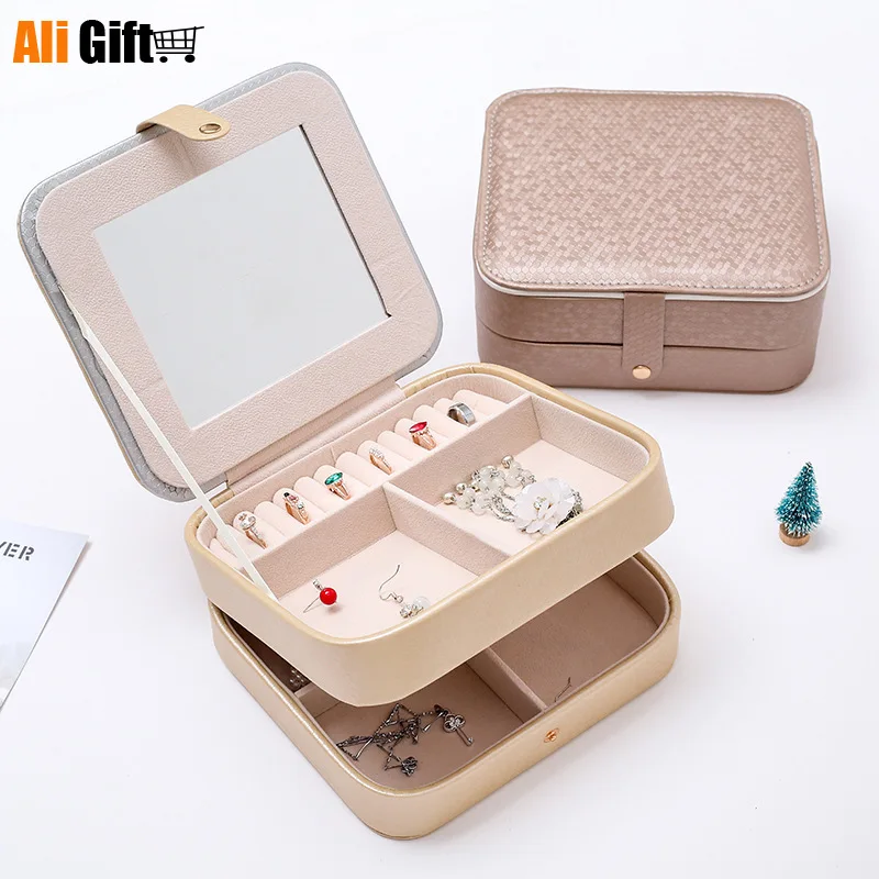 Jewelry Box Princess European Double Layer Simple Earring Hand Collection Box Makeup Organizer Multi-function Dressing Case