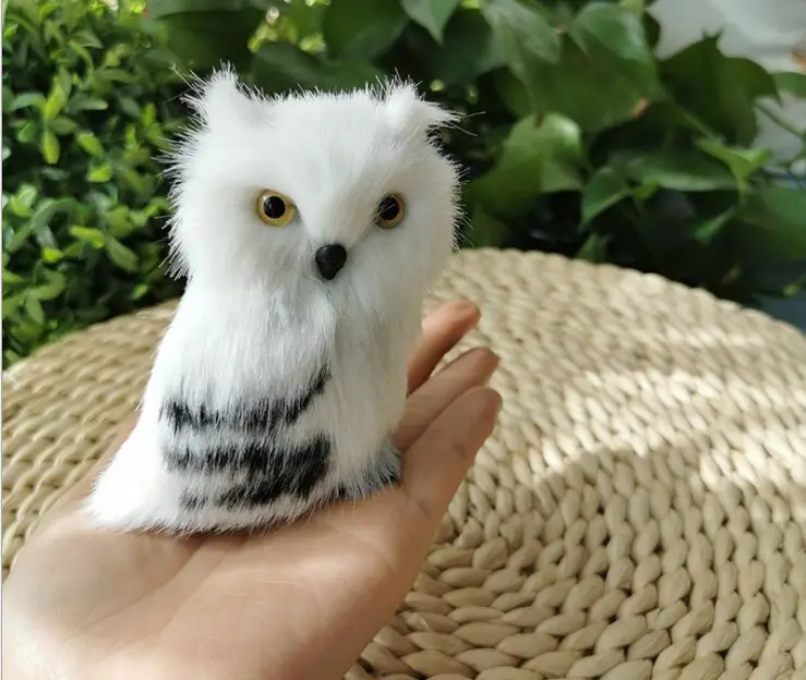 Новая милая модель совы в реальной жизни из пластика и меха, белая сова, украшение для дома, подарок около 6x6x9 см xf2688