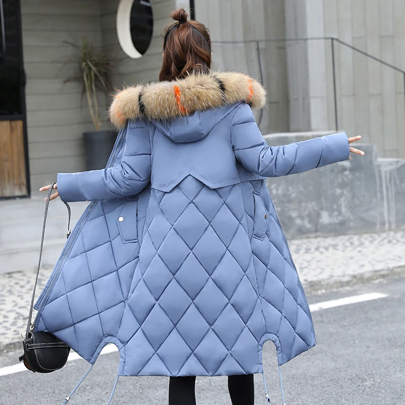 

2020 Hooded Parkas Womens Thickening Down Cotton Coat Female Long Slim Fur Collar Winter Jacket for Women Casual Outerwear