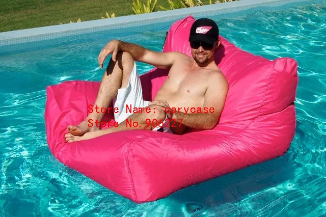 pink color big size floating bean bag chair, adults two people space pool swimming beanbag sofa cover