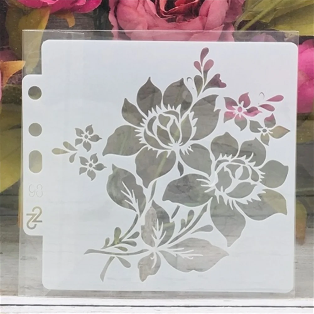 14*13cm Two Flowers DIY Layering Stencils Wall Painting Scrapbook Coloring Embossing Album Decorative Card Template