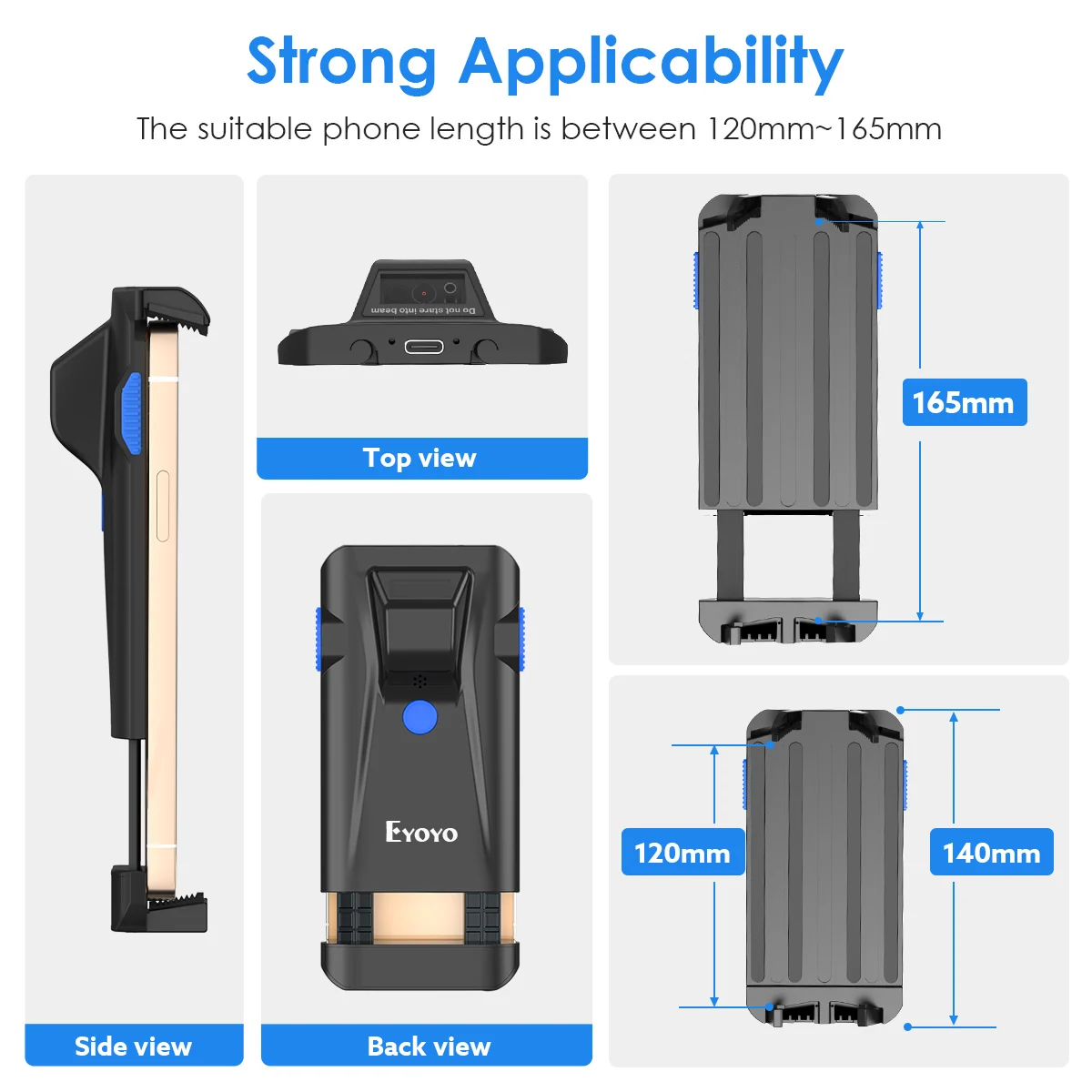 Eyoyo 2d telefone volta clipe bluetooth scanner de código de barras portátil leitor de código de barras dados matriz código 1d 2d qr scanner android ios sistema