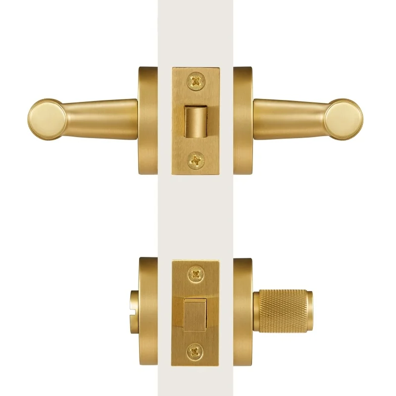 

brass knurled thumb turn key latch lever handle cylinder key escutcheon passage room lock