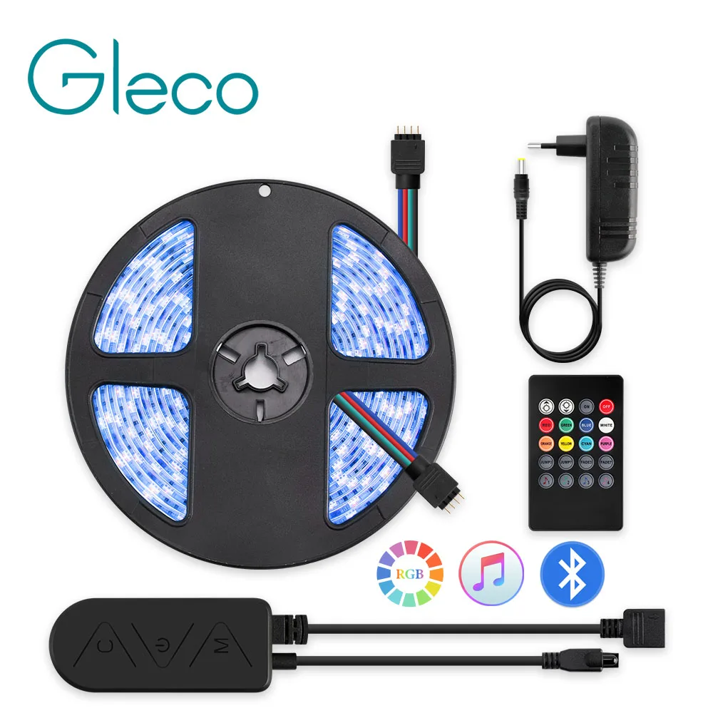 RGB LED Strip Light 5M / 10M 2835 / 5050 Waterproof Ribbon LED Tape With Remote & Bluetooth Controller For Home Decor Lighting
