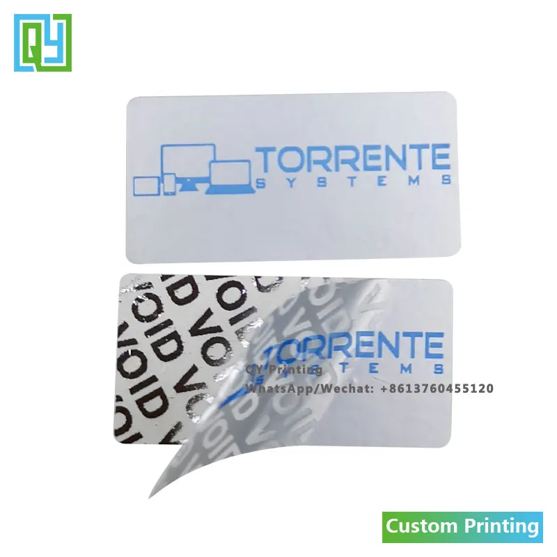 1000pcs 40x20mm Free Shipping Custom Warranty Void If Broken Stickers Anti-theft Custom Printed Logo Security Labels