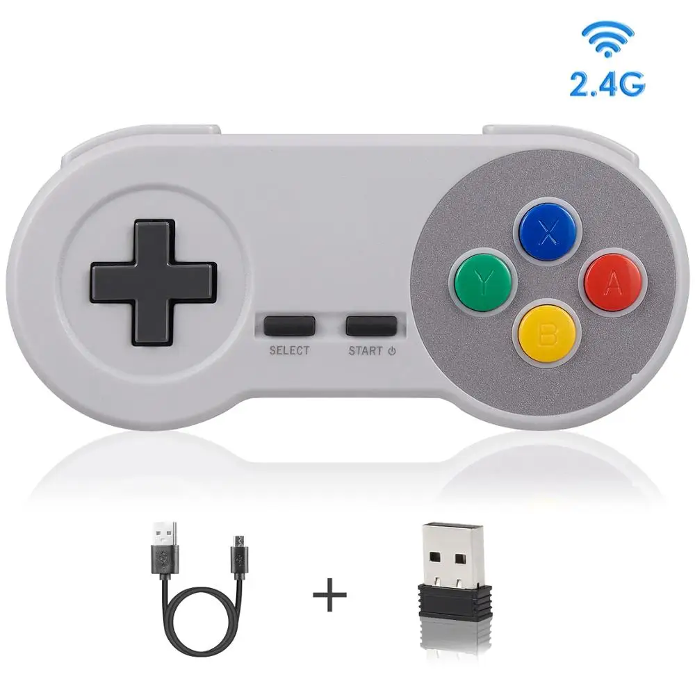 PC Gamepad 2.4G Wireless Game Controller Joystick Joypad SNES Game Pad for Windows 7/8/10 PC MAC Raspberry Pi Retropie Control