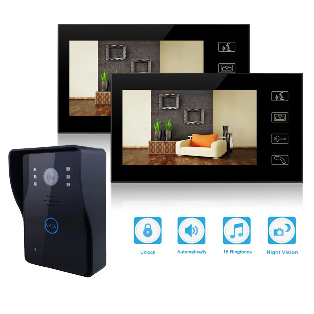 7'' Color Wired Video Door Phone kit waterproof Doorbell Camera Intercom Bells 6-core cable connect unlock access control system