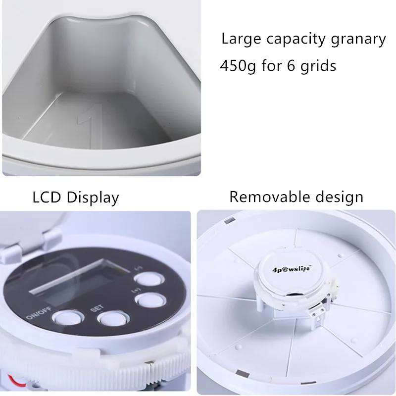 Imagem -03 - Alimentador Inteligente Automático para Animais de Estimação Dispensador de Alimentos Lembrete de Voz Temporizador Acessórios para Alimentação Cães e Gatos