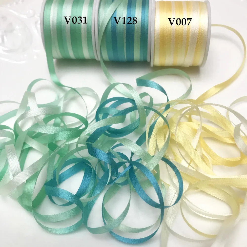 4mm,variegated color 100% real pure silk thin taffeta silk ribbons for embroidery handcraft project,gift packing,high quality