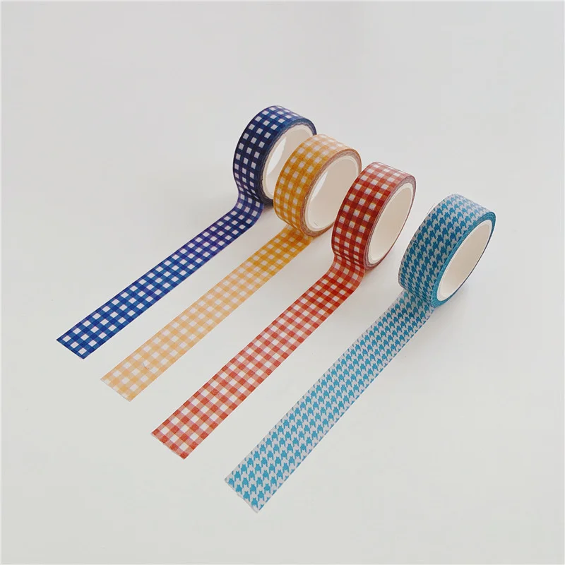 Ins Color Vintage Grid Houndstooth Washi Tape Envelope Card Sealing Stickers Hand Account Stationery Masking Decorative Tape 5m