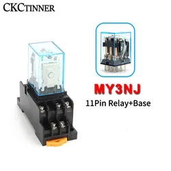 1pcs Intermediate relay HH53P MY3NJ Plug-In Relay DC AC12v 24v AC110v 220v 5a Silver Contact PYF11a 11pins Relay Socket
