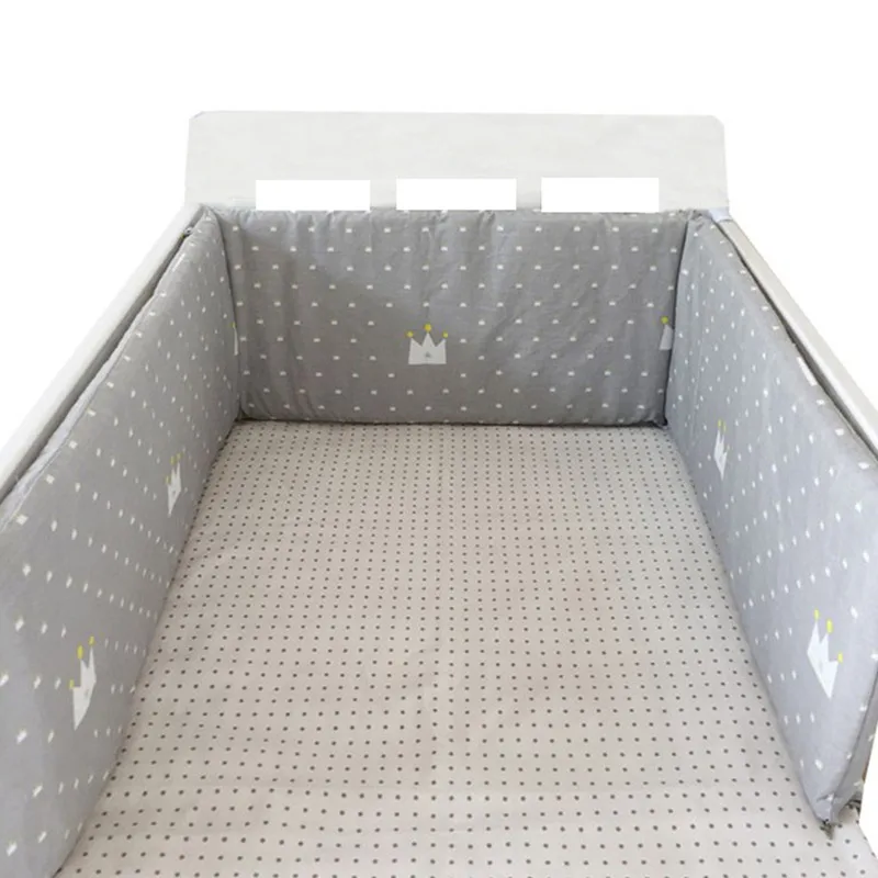Nordic Sterne Baby Bett Verdicken Stoßstangen Zipper Design einteiliges Krippe Um Kissen Kinderbett Schutz Kissen 200*30 CM – Detail 13