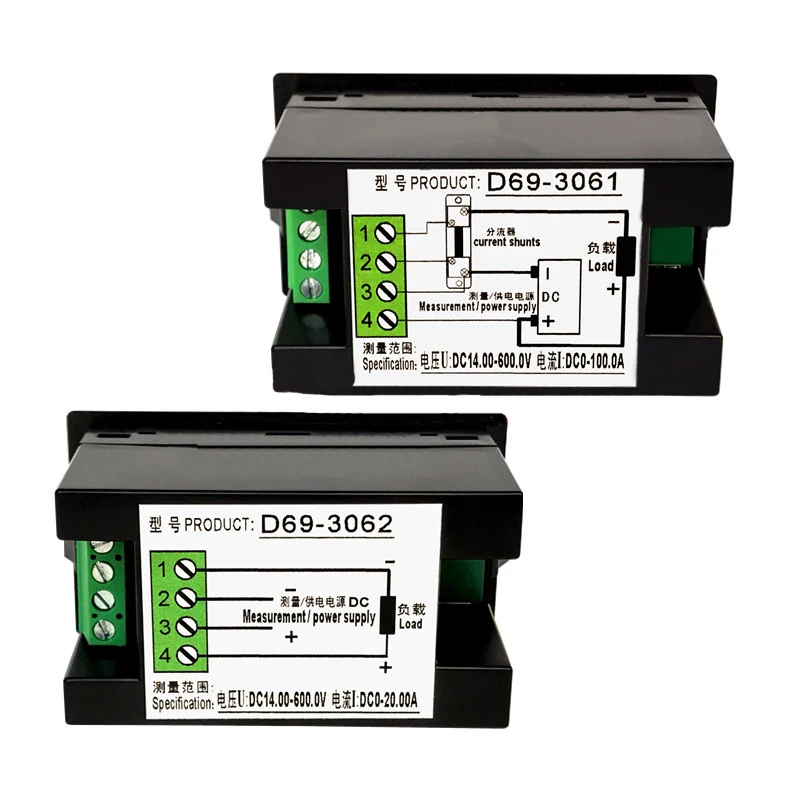 4 in1 DC Voltage Current Power Energy Voltmeter Ammeter Multi-function Digital Electricity Meter 100A, Battery Test LCD Display