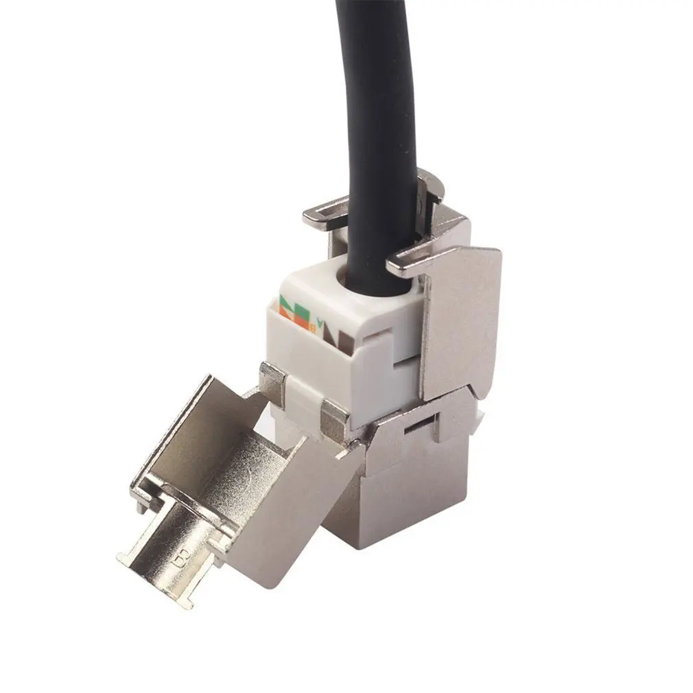Network RJ45 Cat6 Cat7 Keystone Jack Module 360 Degree Full Shielded RJ45 Socket To LSA Tool-free Termination