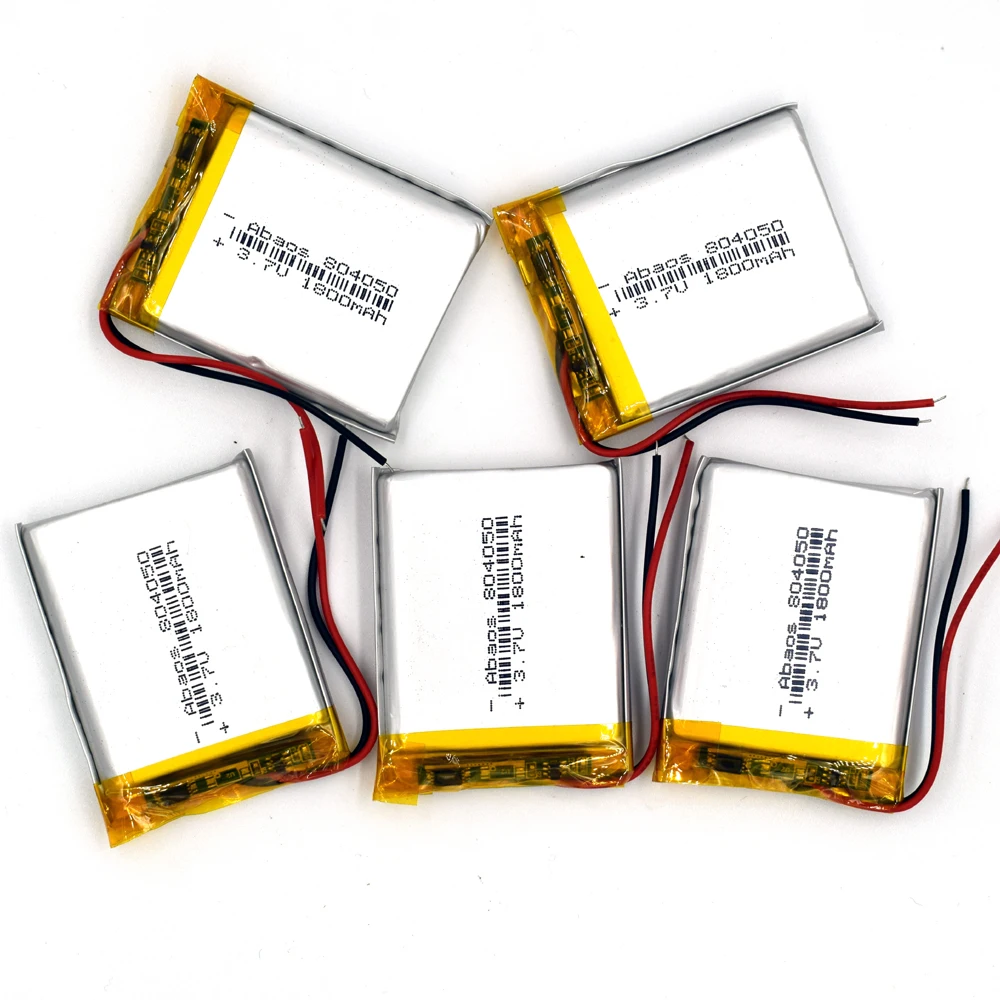 

5PCS 3.7V 1800mAh 804050 Li-polymer Rechargeable Battery lithium Li-Po ion for MP3 MP4 KTV family microphone with GPS