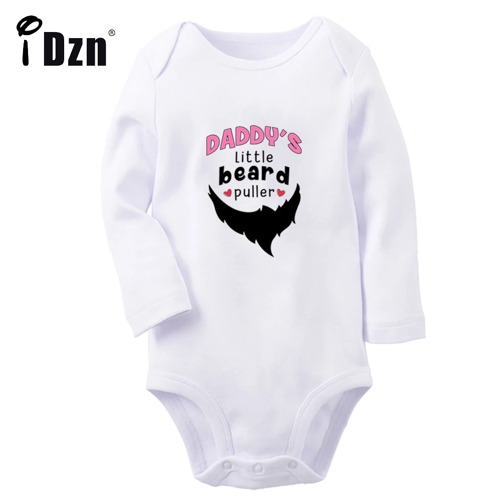 Daddy's Little Beard Puller Baby Boys Fun Rompers Baby Girls Cute Bodysuit Infant Long Sleeves Jumpsuit Newborn Soft Clothes