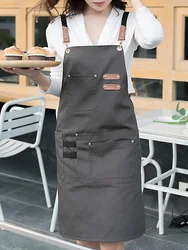 Grembiuli da cucina in tela di nuova moda per donna uomo Chef grembiule da lavoro per Grill ristorante Bar negozio caffè bellezza unghie studi uniforme