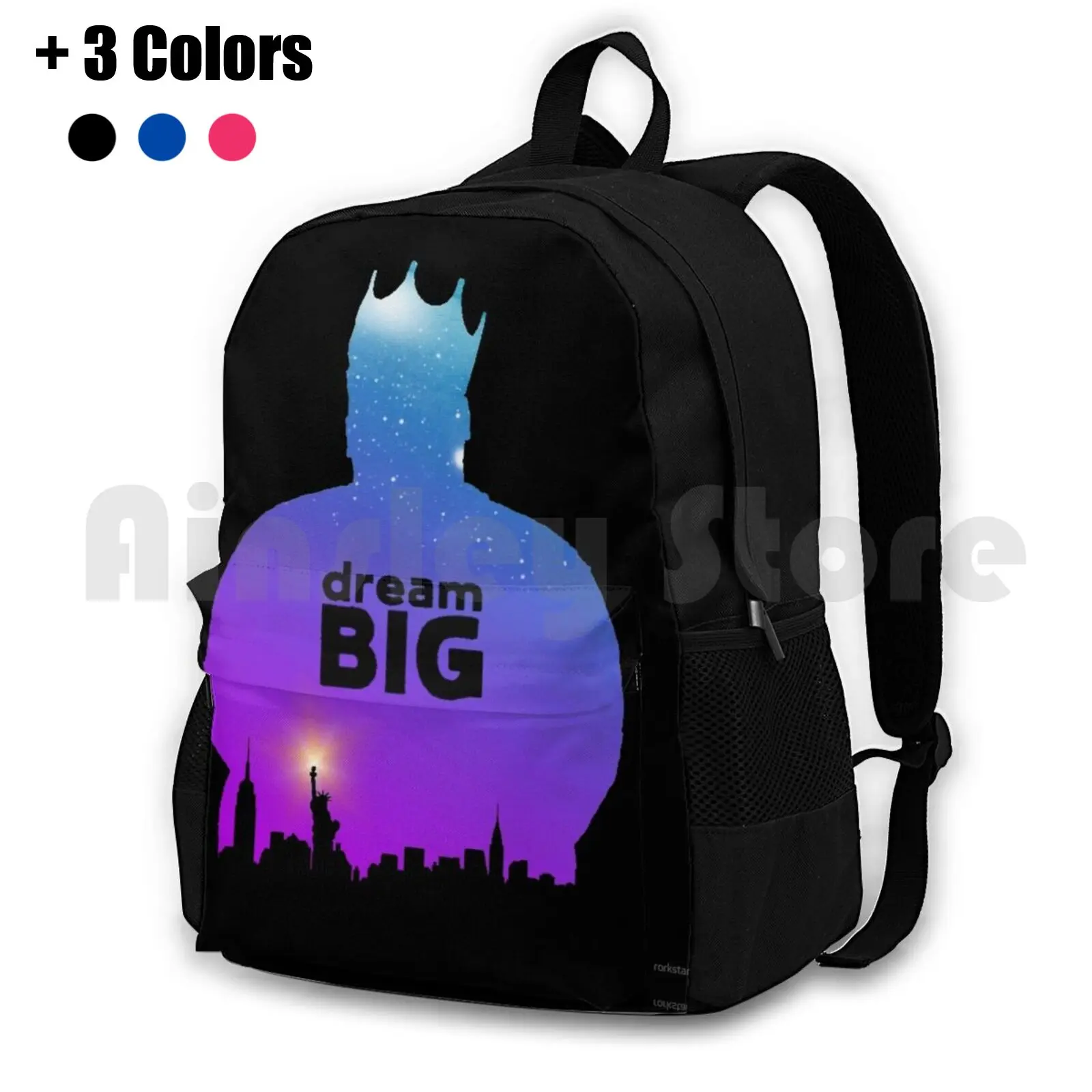 Dream Big. Outdoor Hiking Backpack Waterproof Camping Travel Notorious Big West East Coast 2pac Hip Hop Rap Music Kanye Dre Dr