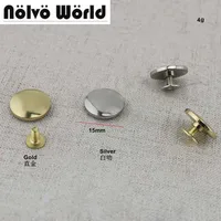 Pinzas de cabeza redonda grande de 15mm, tornillo para capa fina en bolsos de moda, adornos de cinturones de monedero, 10-50-200 piezas