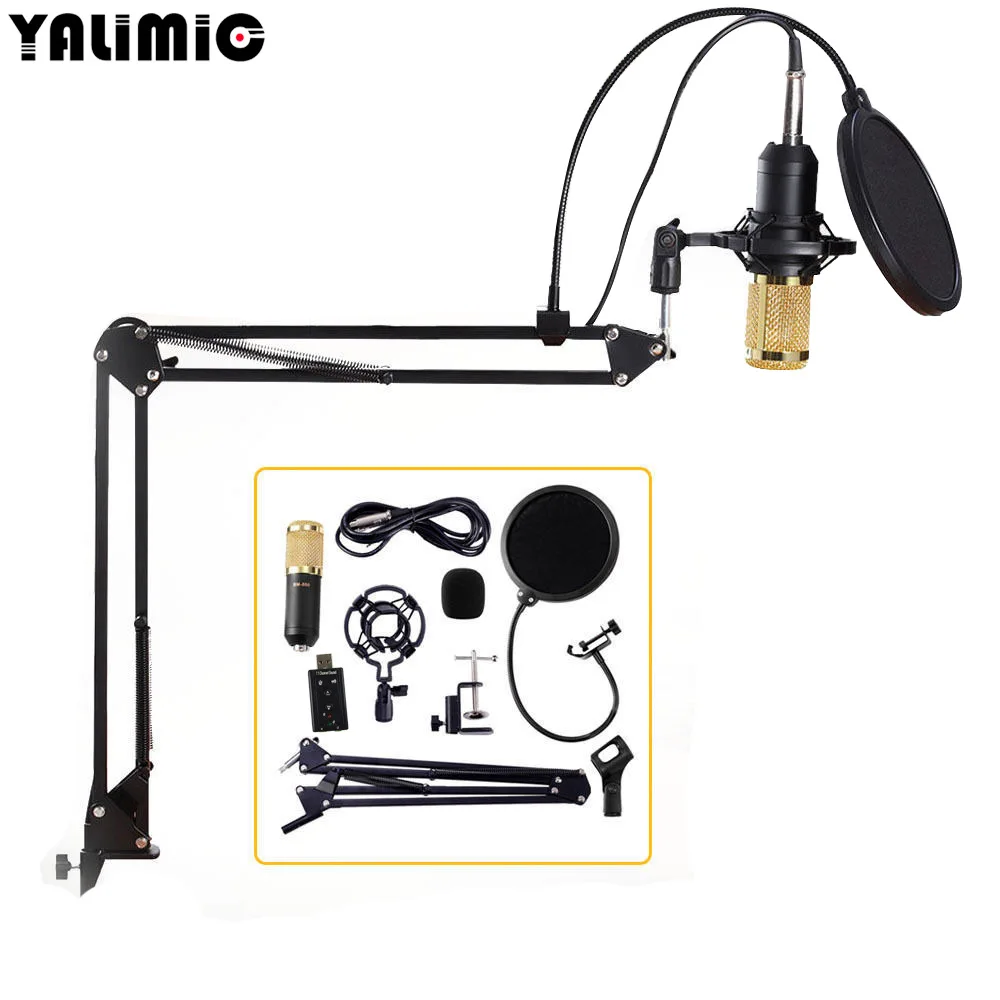 BM-800 المهنية الكمبيوتر السلكية ميكروفون مجموعة USB الصوت بطاقة NB-35 مكافحة رذاذ الغناء تسجيل للكمبيوتر كاريوكي KTV