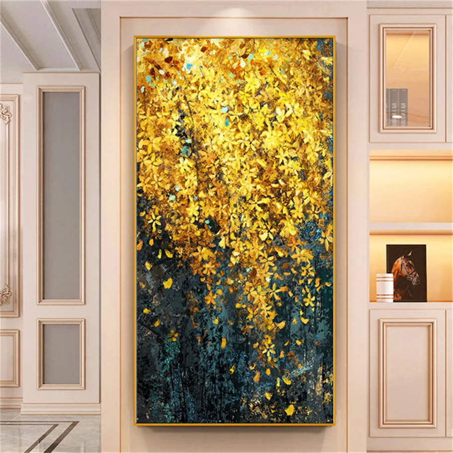 

Hand-painted canvas oil painting four seasons city flowers modern abstract landscape palette knife picture wall art living room